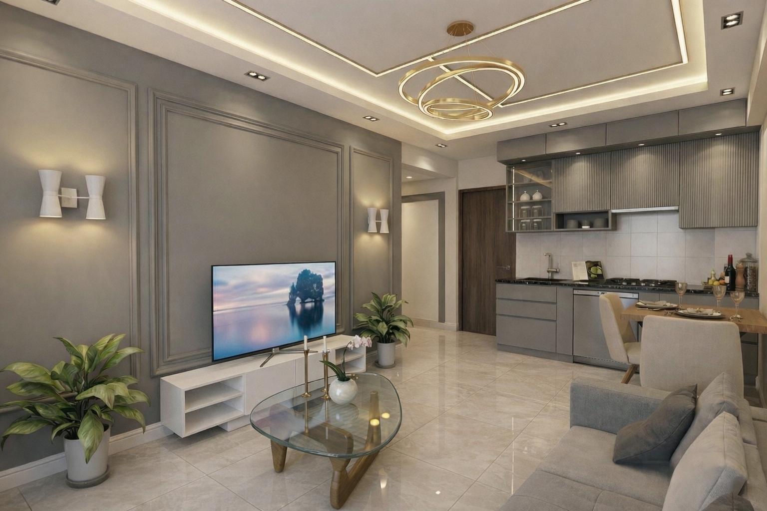 Servi Mahallesi ultra lüks 1+1 mutfak ve salon küçük önizleme